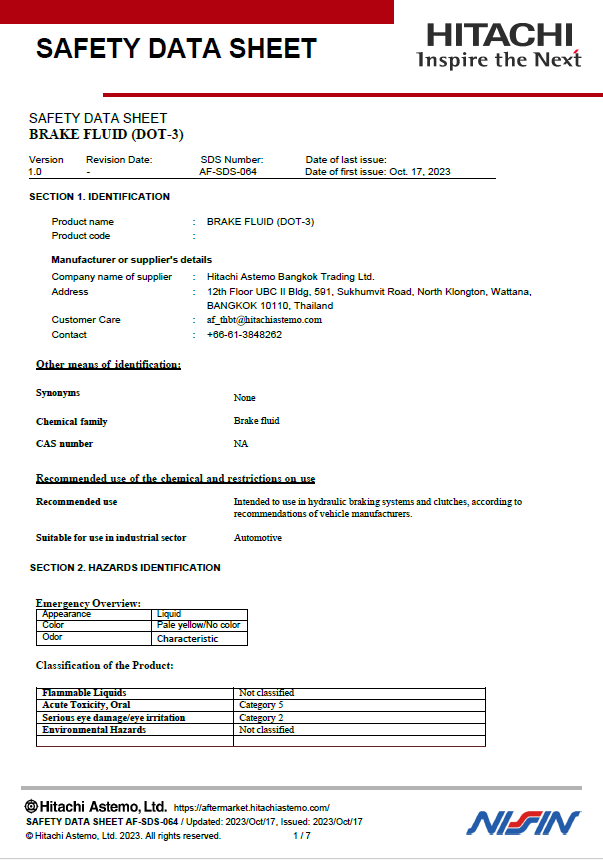 BRAKE FLUID (DOT-3)